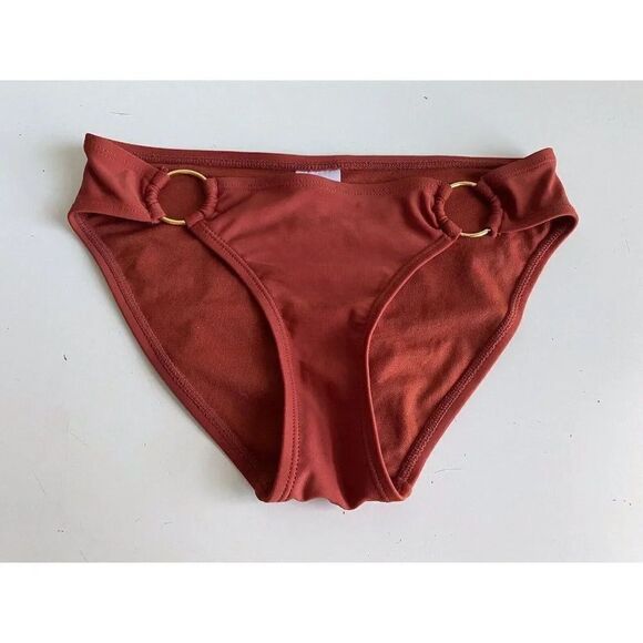 XHILARATION Bikini Bottom Women’s Sz XS Orange Rust Ruched Ring - Picture 1 of 10